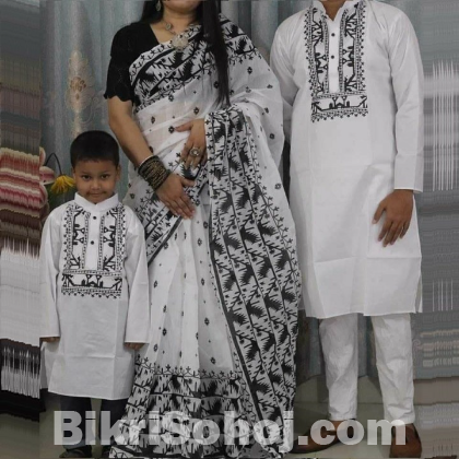 বাচ্চা সহ কাপড় ড্রেস(ফ্যামিলি কম্বো)